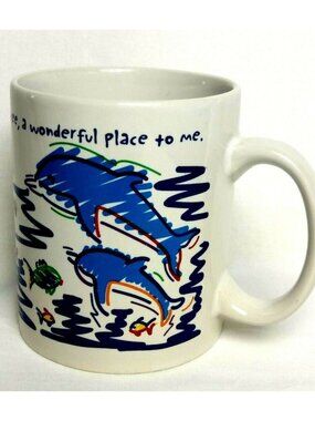 Vintage Hawaii Art Mug Jui Lien Whale Signed Marine Life Island Heritage